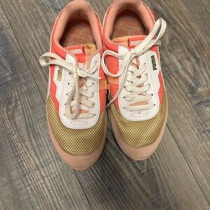 Puma Pink and Gold Sneakers